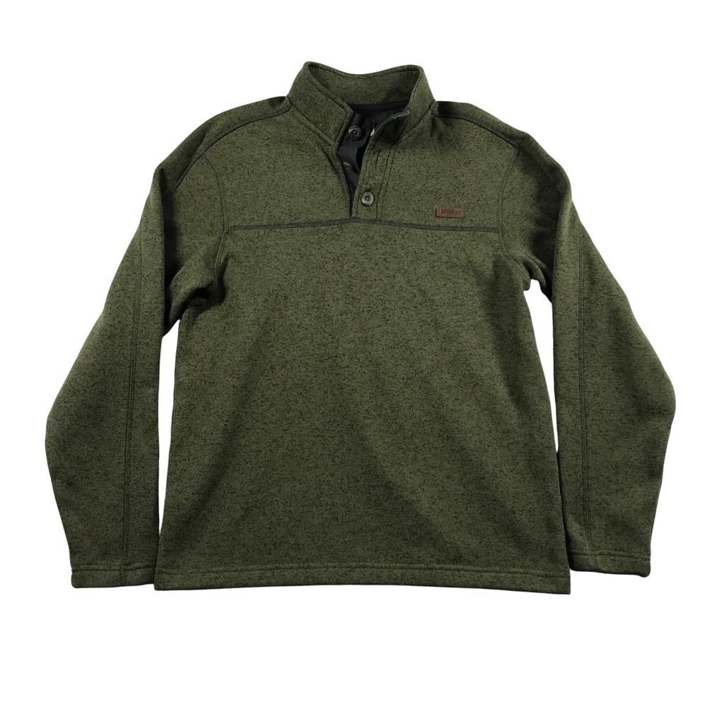 RedHead Mens Quarter Button Mock Neck Sweater Fleece Pullover Olive Green Size M